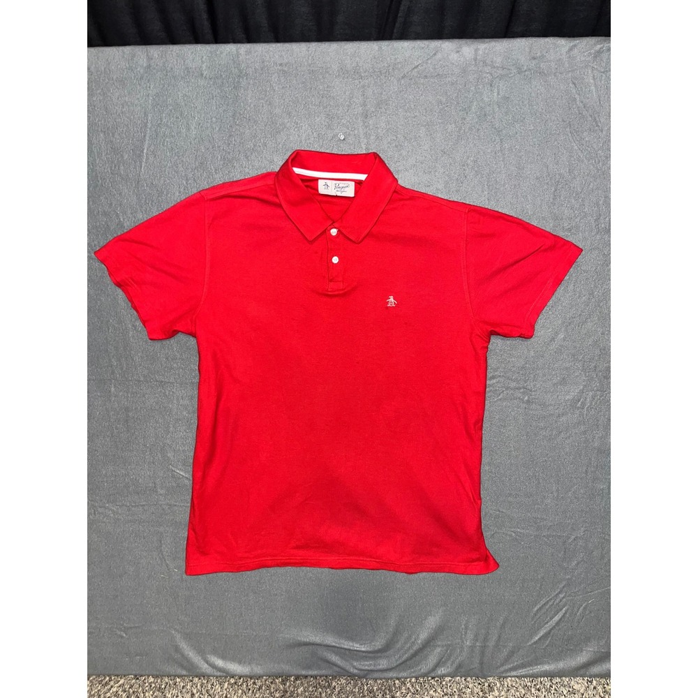 Original Penguin Mens XL Red Short Sleeve Pique Polo Shirt Munsingwear Logo